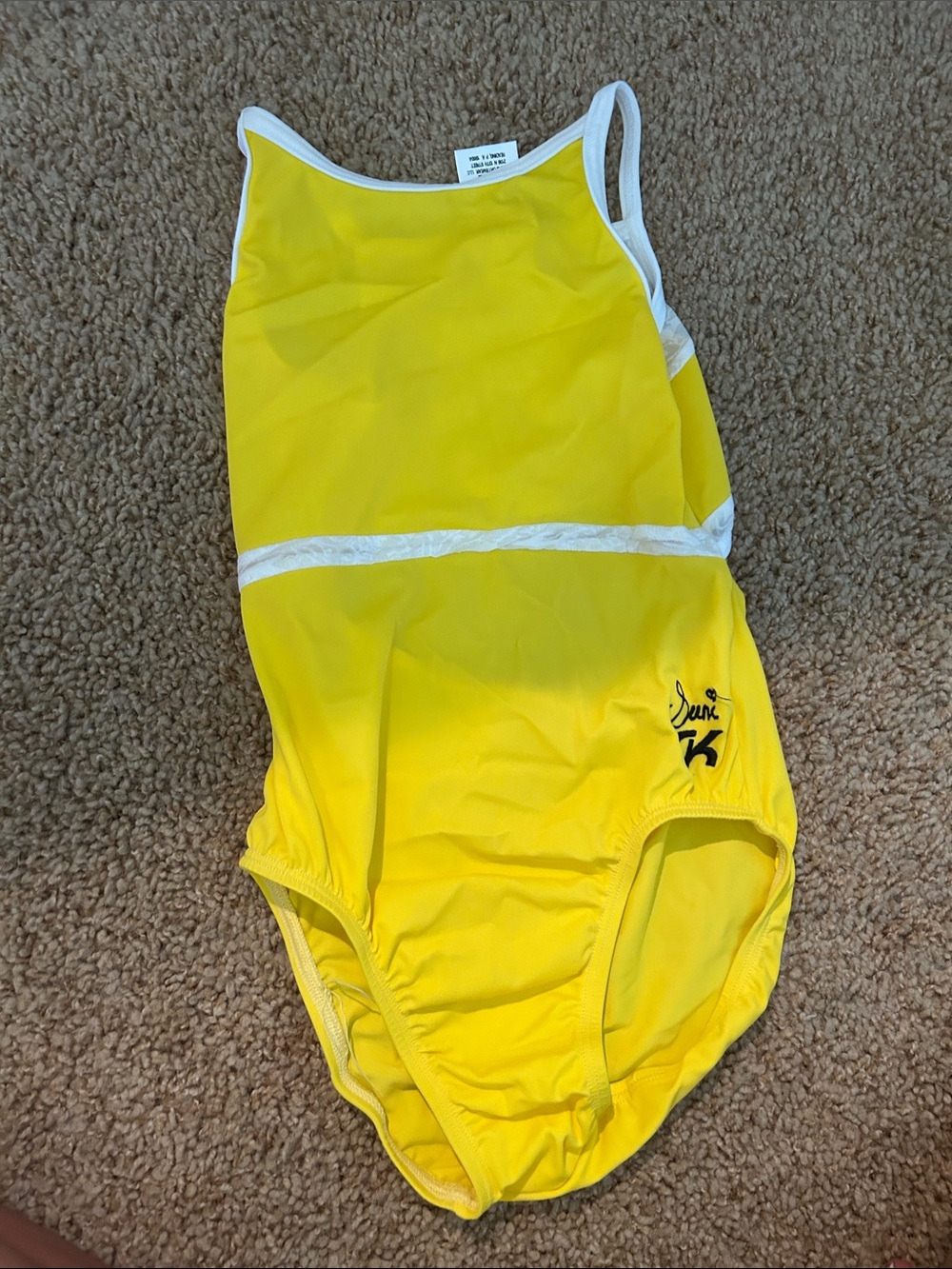 GK Yellow gymnastics leotard with White Trim